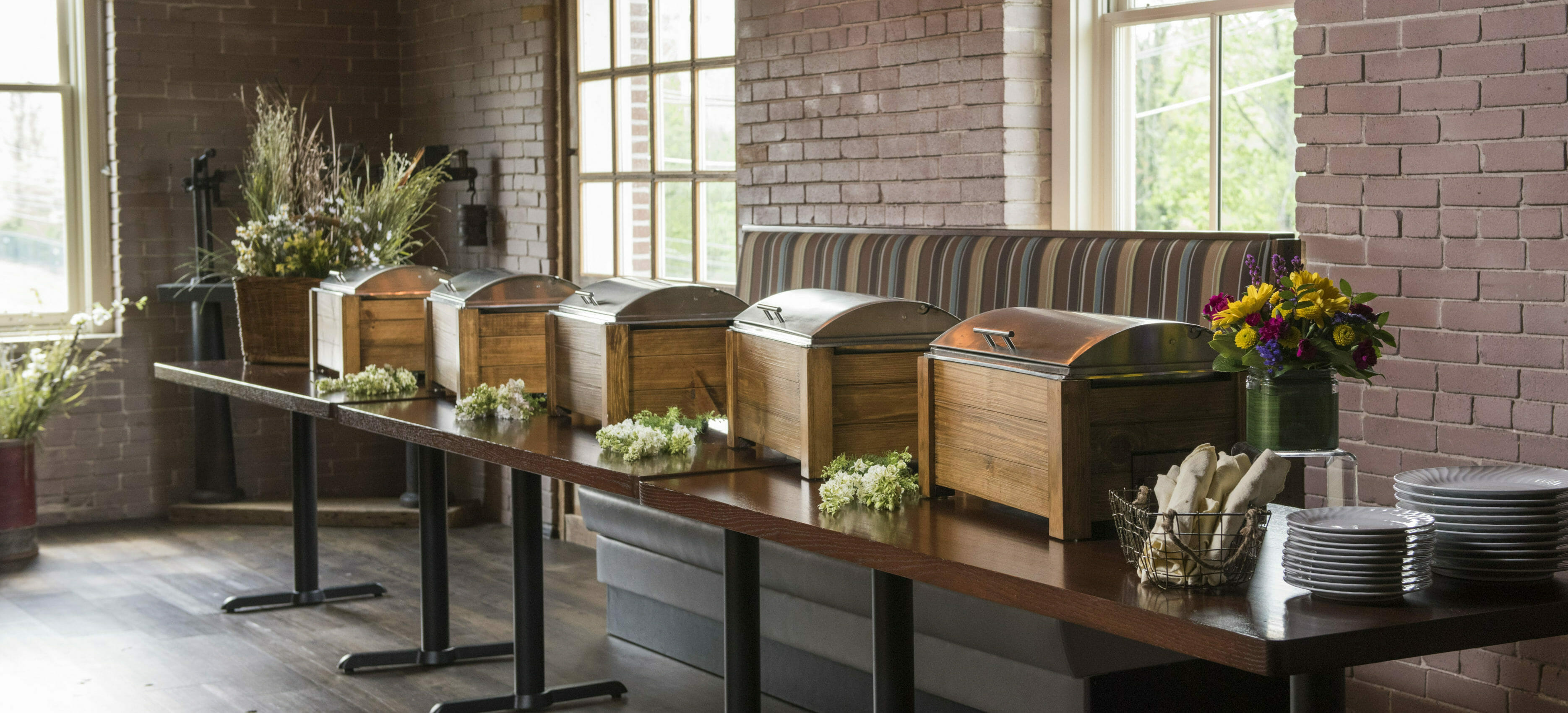 buffet table for private event at The Mill in Hershey