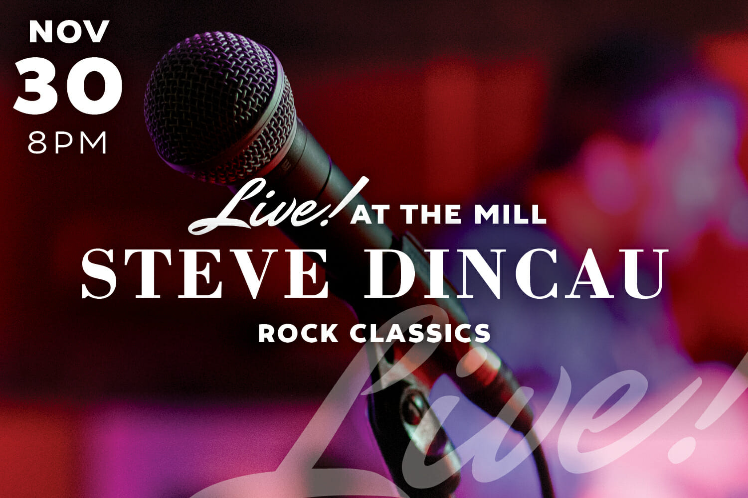 Live Music with Steve Dincau at The Mill in Hershey